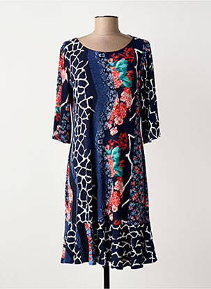 Rochie midi imprimeu floral mâneci 3/4 albastru GEVANA femeie
