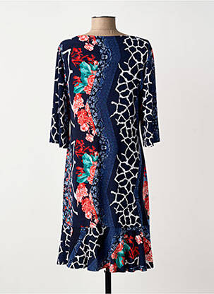 Rochie midi imprimeu floral mâneci 3/4 albastru GEVANA femeie