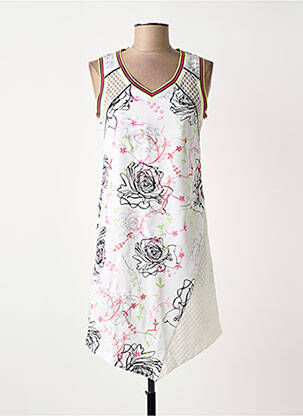Rochie midi imprimeu floral fără mâneci alb LESLIE femeie
