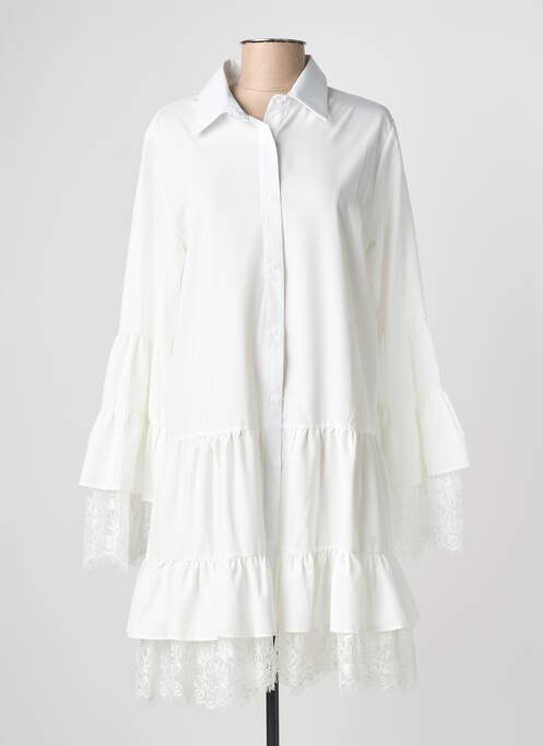 Rochie scurtă croială evazată mâneci lungi alb LUZABELLE femme