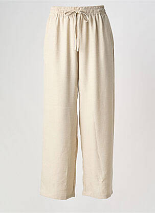 Pantalon drept țesătură crep talie înaltă bej NEW COLLECTION femeie