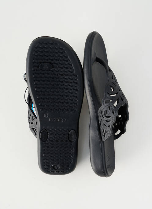 Șlapi material neted toc plat până la 3 cm negru MONIGA femme