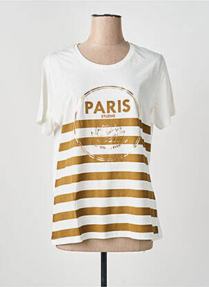 Tricou serigrafie mâneci scurte bej M.X.O femeie