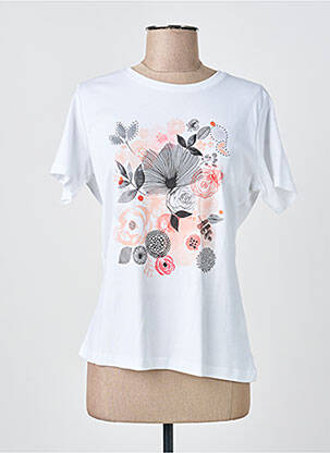 Tricou serigrafie cu strasuri mâneci scurte alb GUY DUBOUIS femeie