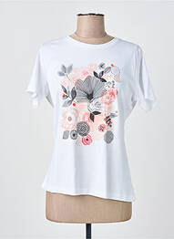Tricou serigrafie cu strasuri mâneci scurte alb GUY DUBOUIS femme