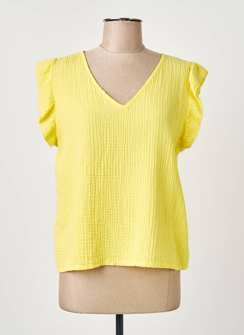 Top galben COULEURS DU TEMPS femeie