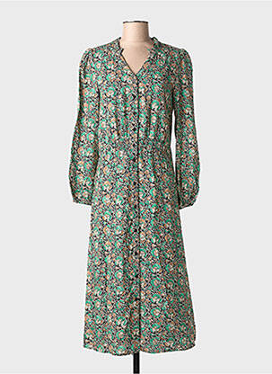 Rochie midi imprimeu floral mâneci lungi negru C'EST BEAU LA VIE femme
