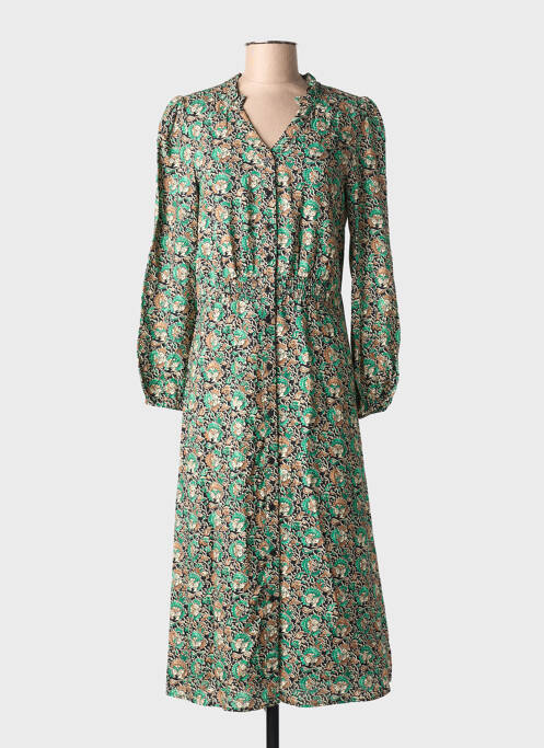 Rochie midi imprimeu floral mâneci lungi negru C'EST BEAU LA VIE femme