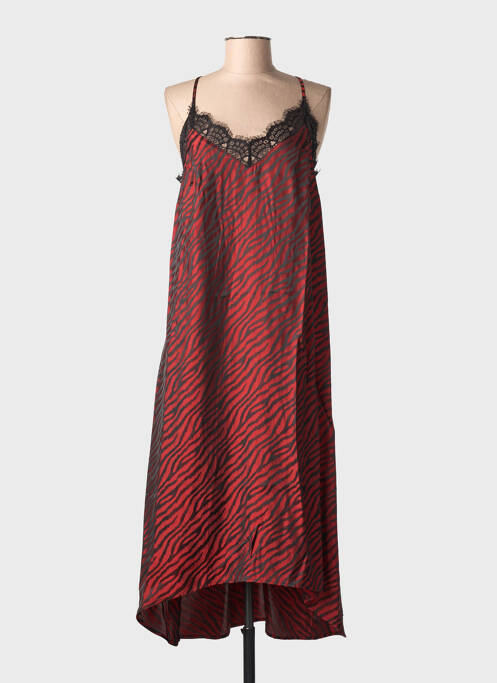Rochie midi guler în v bretele subțiri portocaliu FREEMAN T.PORTER femme