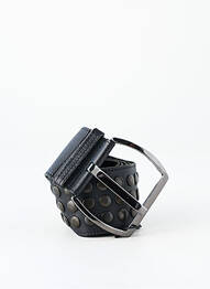 Curea efect material satinat negru AMMA femme