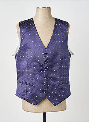 Vestă fără mâneci efect material satinat albastru GREGE CREATION homme