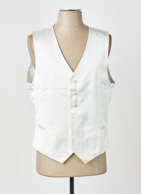 Vestă fără mâneci efect material satinat alb GREGE CREATION homme
