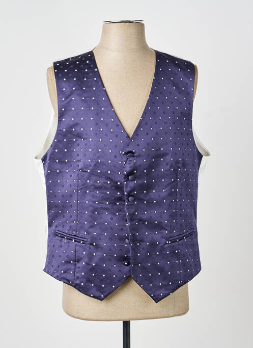 Vestă fără mâneci efect material satinat albastru GREGE CREATION homme