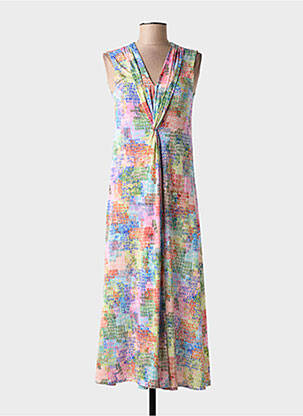Rochie lungă țesătură poplin fără mâneci verde TINTA femeie