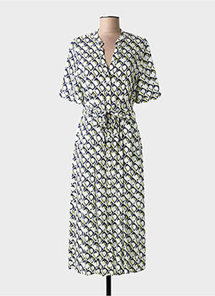 Rochie midi imprimeu fantezie mâneci scurte alb ANDAM femeie