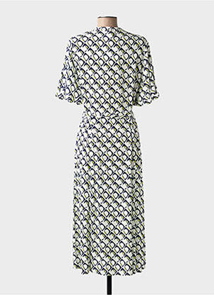 Rochie midi imprimeu fantezie mâneci scurte alb ANDAM femeie