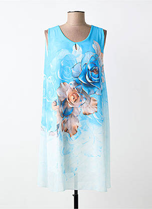 Rochie midi imprimeu fantezie fără mâneci albastru COULEURS DU TEMPS femeie