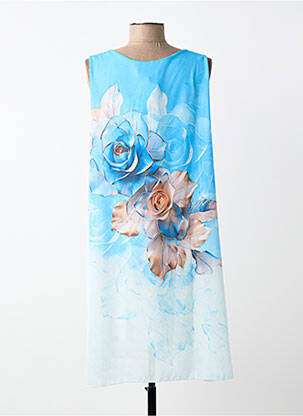 Rochie midi imprimeu fantezie fără mâneci albastru COULEURS DU TEMPS femeie