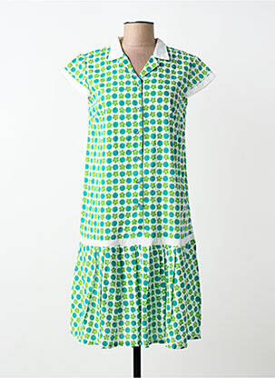 Rochie midi imprimeu fantezie mâneci scurte verde AGATHE & LOUISE femeie