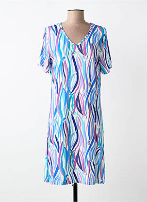 Rochie midi imprimeu fantezie mâneci scurte albastru I.ODENA femeie