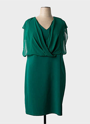 Rochie midi închidere cu fermoar la spate mâneci scurte verde GREGORY PAT femeie