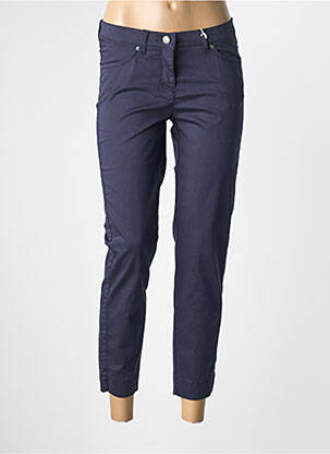 Pantalon 7/8 țesătură poplin talie joasă albastru TONI femeie