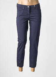 Pantalon 7/8 țesătură poplin talie joasă albastru TONI femme