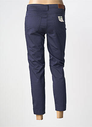 Pantalon 7/8 țesătură poplin talie joasă albastru TONI femeie