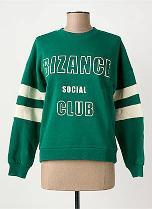 Hanorac serigrafie flockată mâneci lungi verde BIZANCE femeie