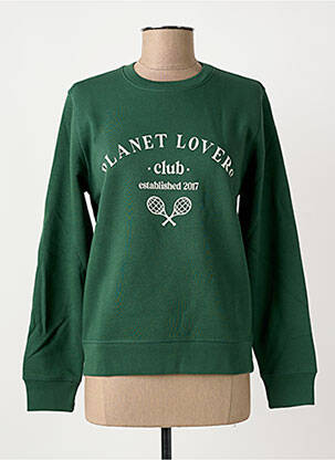 Hanorac serigrafie flockată mâneci lungi verde BIZANCE femeie