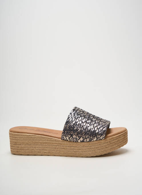 Mulete/saboți țesătură satinată toc de 4 la 6 cm negru CARLA TORTOSA femme