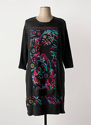 Rochie midi mâneci 3/4 mâneci 3/4 gri GUY DUBOUIS femeie