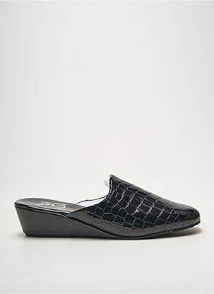Papuci/pantofi de casă talpă exterioară din piele toc de 4 la 6 cm negru EREL femeie