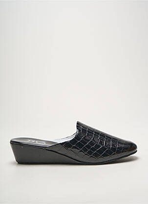 Papuci/pantofi de casă talpă exterioară din piele toc de 4 la 6 cm negru EREL femeie