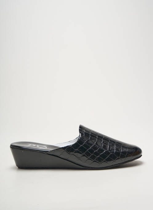 Papuci/pantofi de casă talpă exterioară din piele toc de 4 la 6 cm negru EREL femme