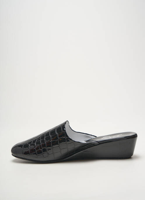 Papuci/pantofi de casă talpă exterioară din piele toc de 4 la 6 cm negru EREL femme