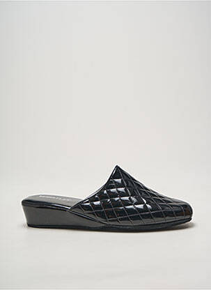 Papuci/pantofi de casă țesătură satinată toc de 4 la 6 cm negru SEMELFLEX femeie