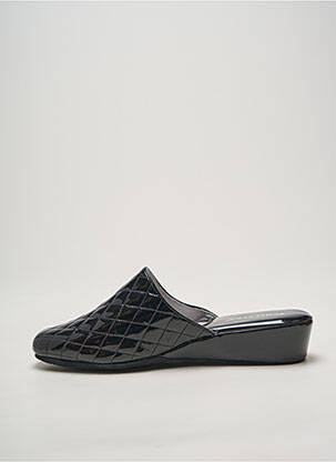 Papuci/pantofi de casă țesătură satinată toc de 4 la 6 cm negru SEMELFLEX femeie