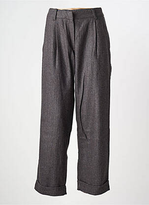 Pantalon drept talie cu cleme mărime normală gri BIZANCE femeie