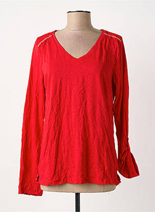 Tricou guler în v mâneci lungi roșu STREET ONE femme