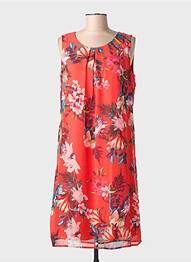 Rochie midi imprimeu floral fără mâneci roșu STREET ONE femme