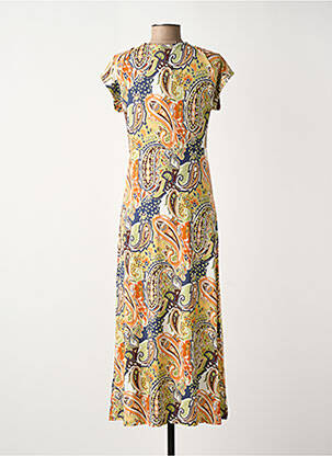 Rochie lungă mâneci scurte mâneci scurte portocalie GEISHA femeie