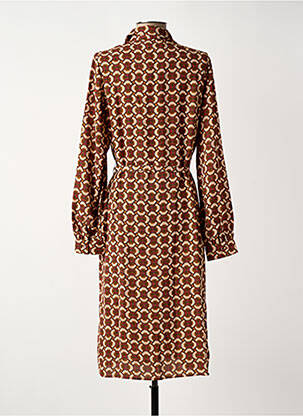 Rochie midi imprimeu fantezie mâneci lungi maro GEISHA femeie