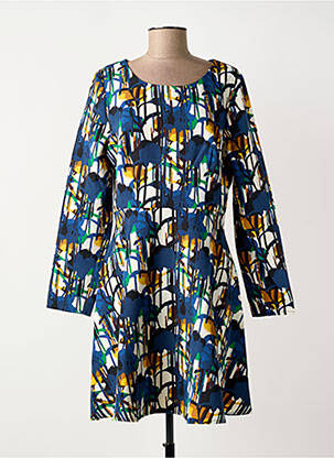 Rochie midi imprimeu fantezie mâneci lungi albastru MOLLY BRACKEN femme