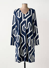 Rochie midi imprimeu fantezie mâneci lungi albastru STREET ONE femme