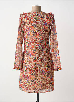Rochie scurtă croială fluidă mâneci lungi bej MOLLY BRACKEN femeie