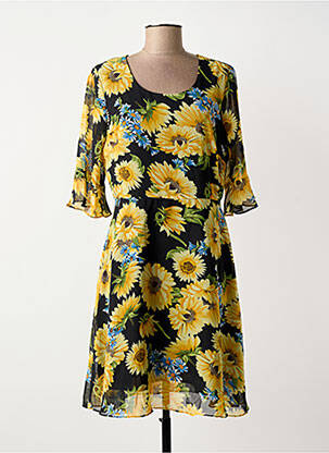 Rochie midi imprimeu floral mâneci 3/4 galben MOLLY BRACKEN femeie