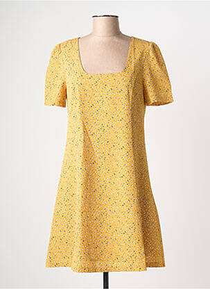 Rochie midi țesătură crep mâneci scurte galben MOLLY BRACKEN femeie