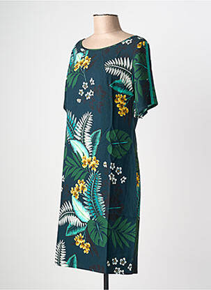 Rochie midi imprimeu floral mâneci scurte albastru GEISHA femeie