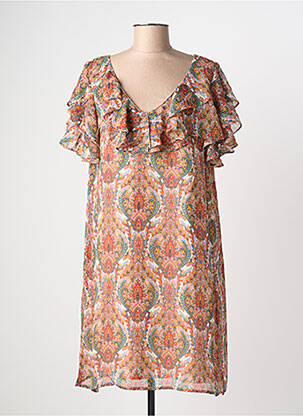 Rochie midi țesătură crep mâneci scurte portocaliu MOLLY BRACKEN femme